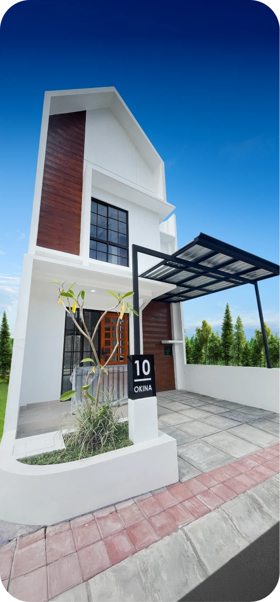 Rumah modern tipe Okina yang sedang dalam tahap pembangunan oleh JGS Group