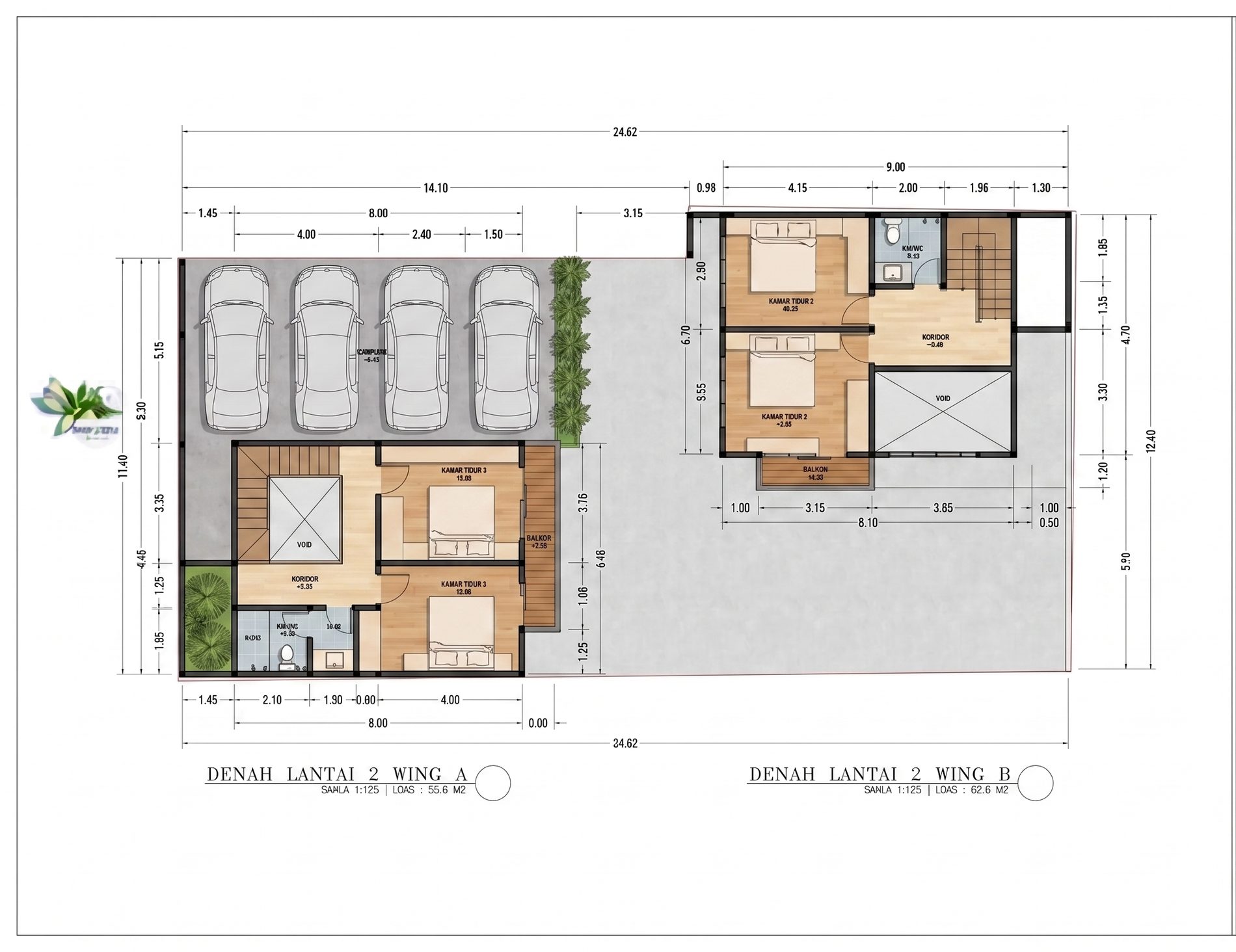 Denah lantai 2 Villa Tentrem Jiwo