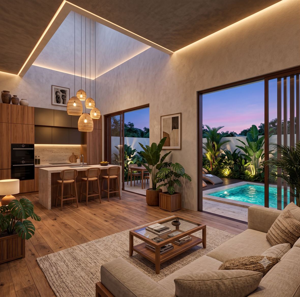 Living room dan dapur terbuka Wing B