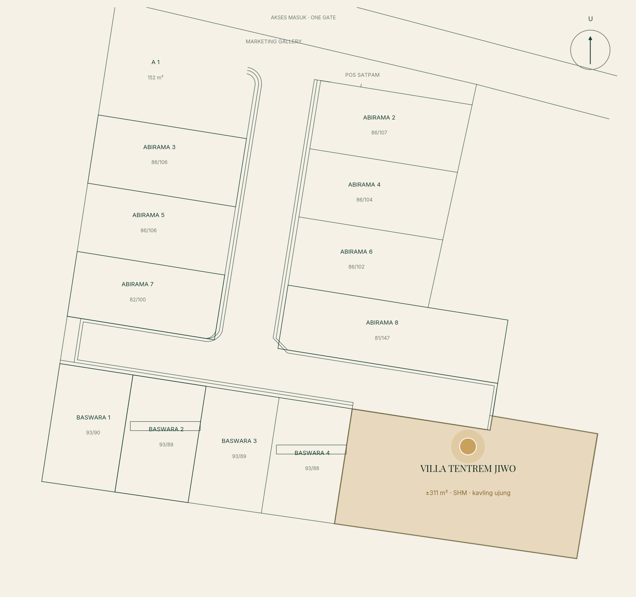 Siteplan cluster Tentrem Jiwo — posisi kavling villa
